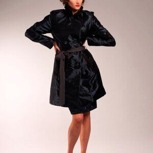 Paul Hardy Chapter 14 Gunmetal Blue Ribbon Trim Trench Coat